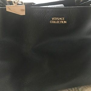 Versace collection black leather bag